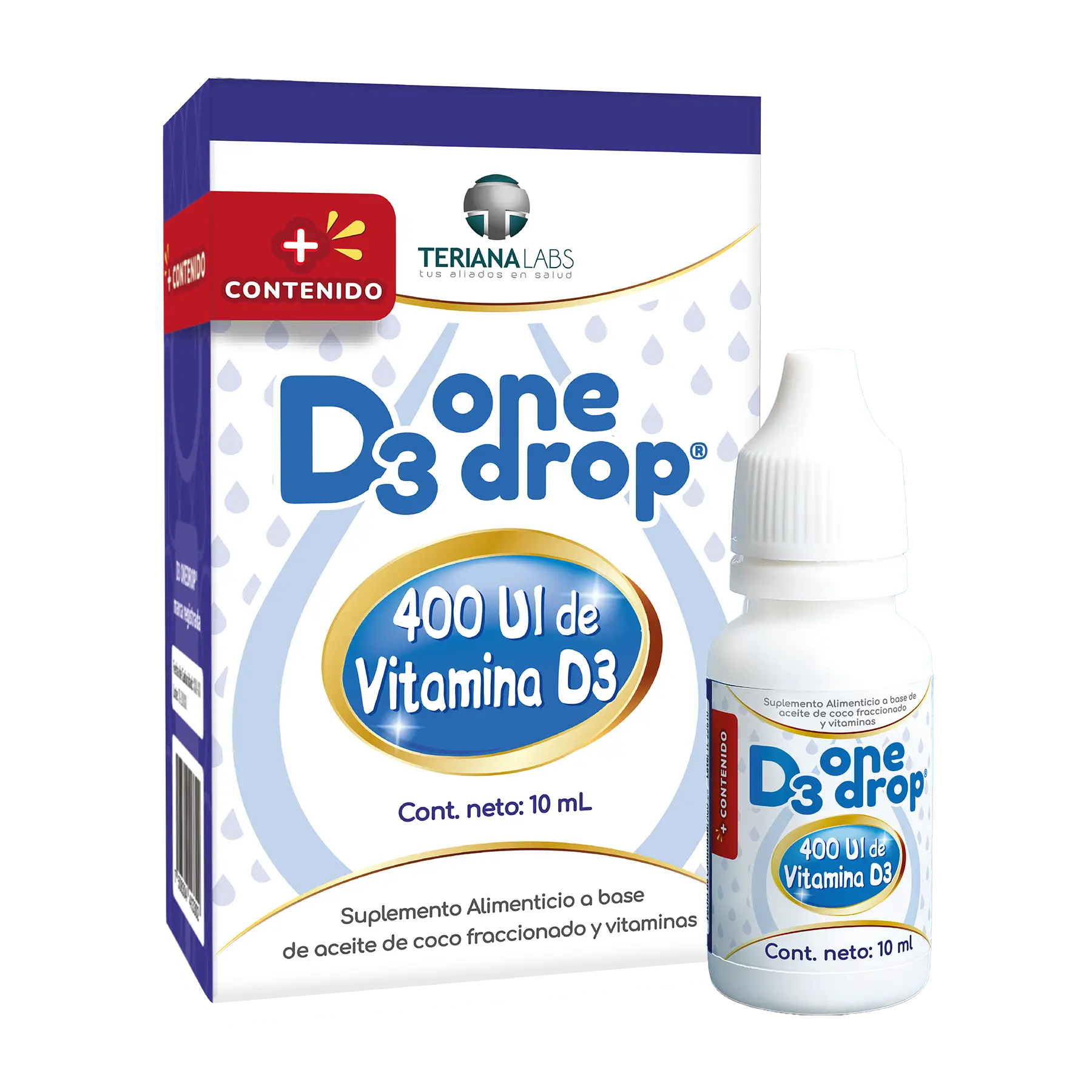 Suplemento D3 ONEDROP en Gotas | Frasco 10 ml | Vitamina D3 (400 UI) | Sin Azúcar