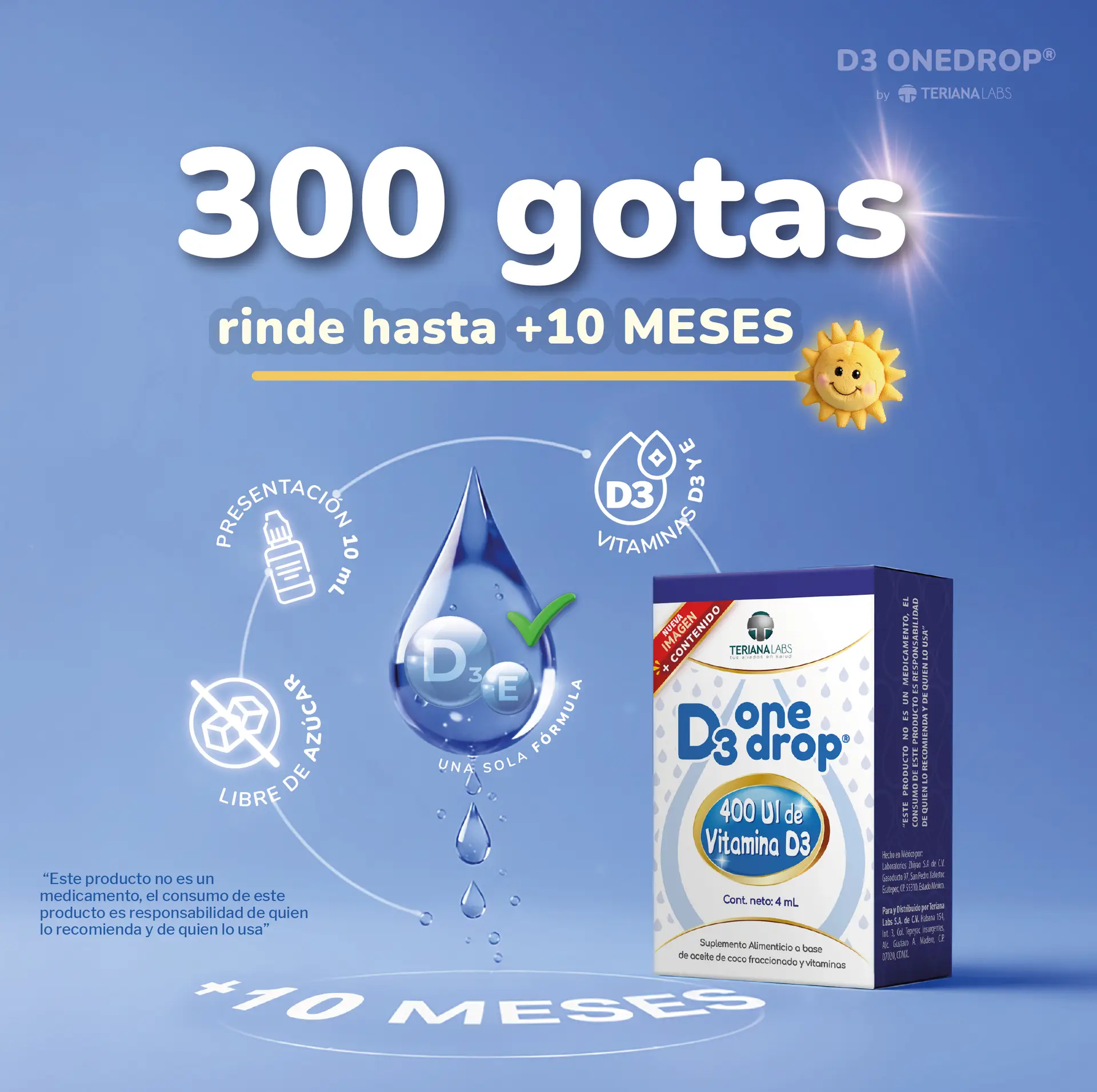 Suplemento D3 ONEDROP en Gotas | Frasco 10 ml | Vitamina D3 (400 UI) | Sin Azúcar - Imagen 4