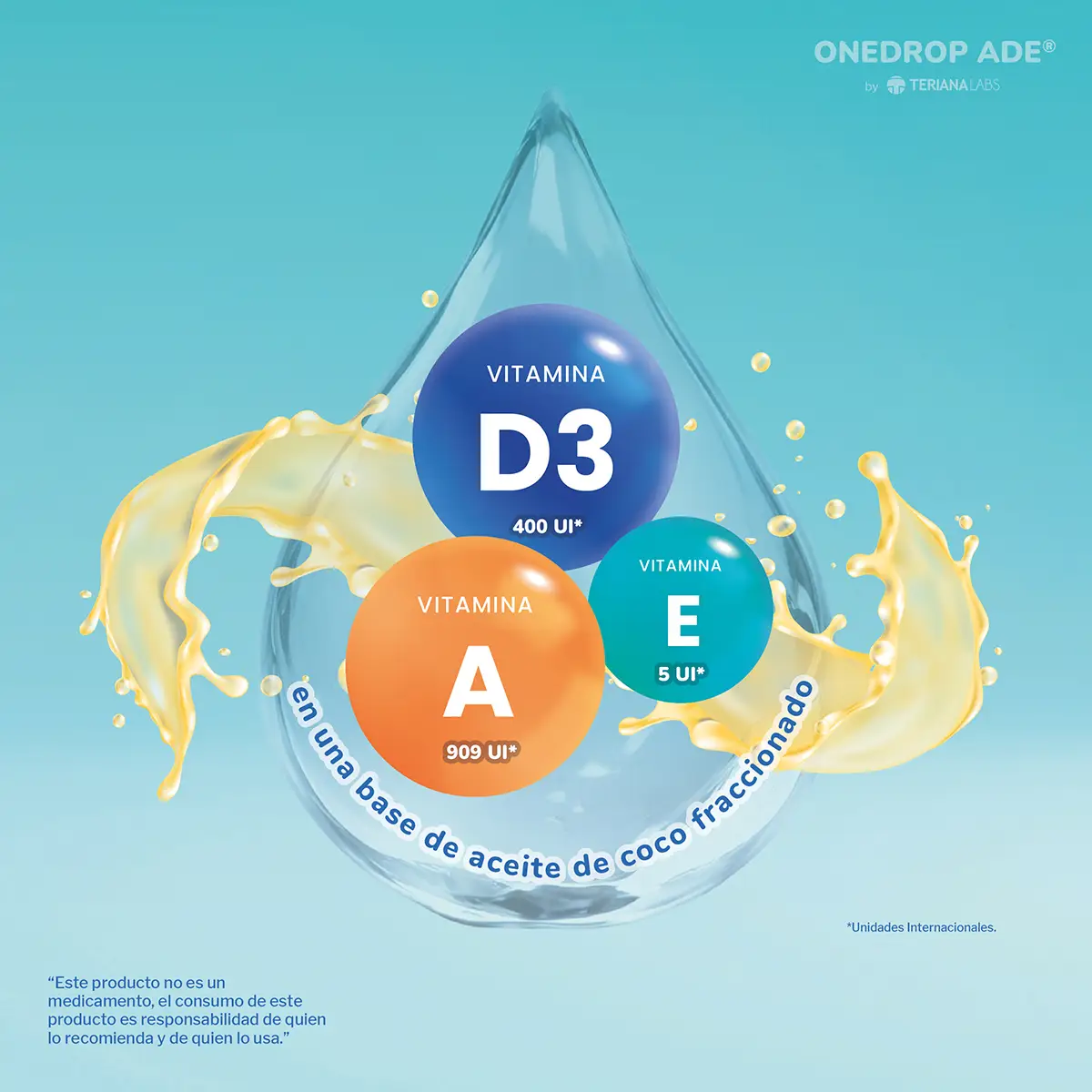 Suplemento ONEDROP ADE | Frasco de 3 mL | Rinde +3 meses | Vitamina A, D3 y E | - Imagen 6