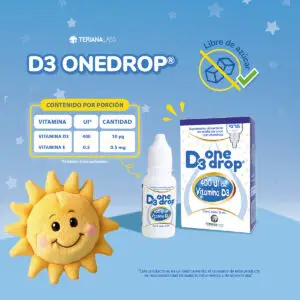 Suplemento D3 ONEDROP en Gotas | Frasco 3 mL | Vitamina D3 (400 UI)  | 114 gotas | Rinde +3 meses | Sin azúcar