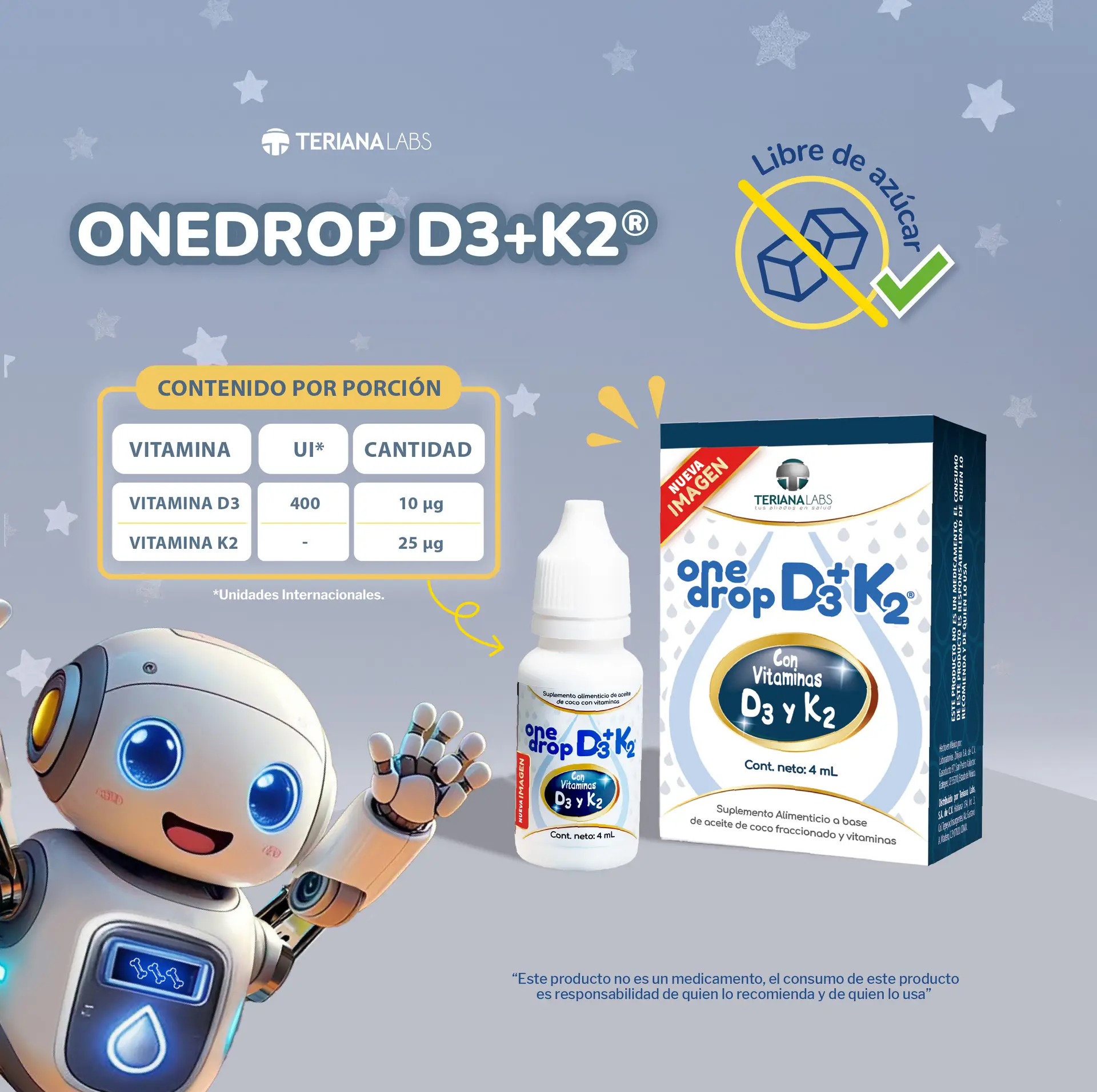 Suplemento ONEDROP D3 + K2 | Frasco de 4 ML | 120 gotas | Sin azúcar - Imagen 5