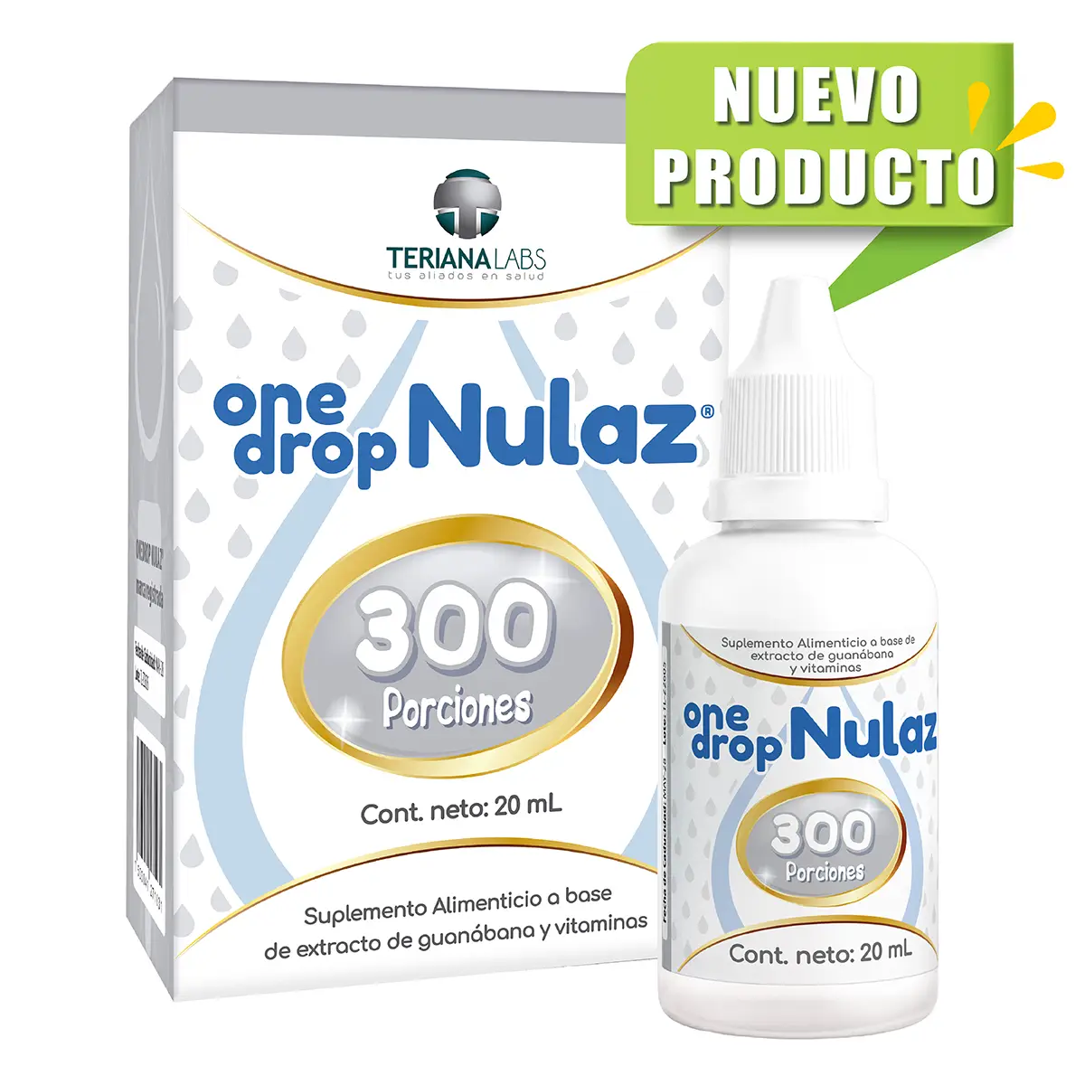 Suplemento ONEDROP NULAZ en gotas con Vitamina C y Enzima Lactasa 1000 ALU | Frasco con 20 mL