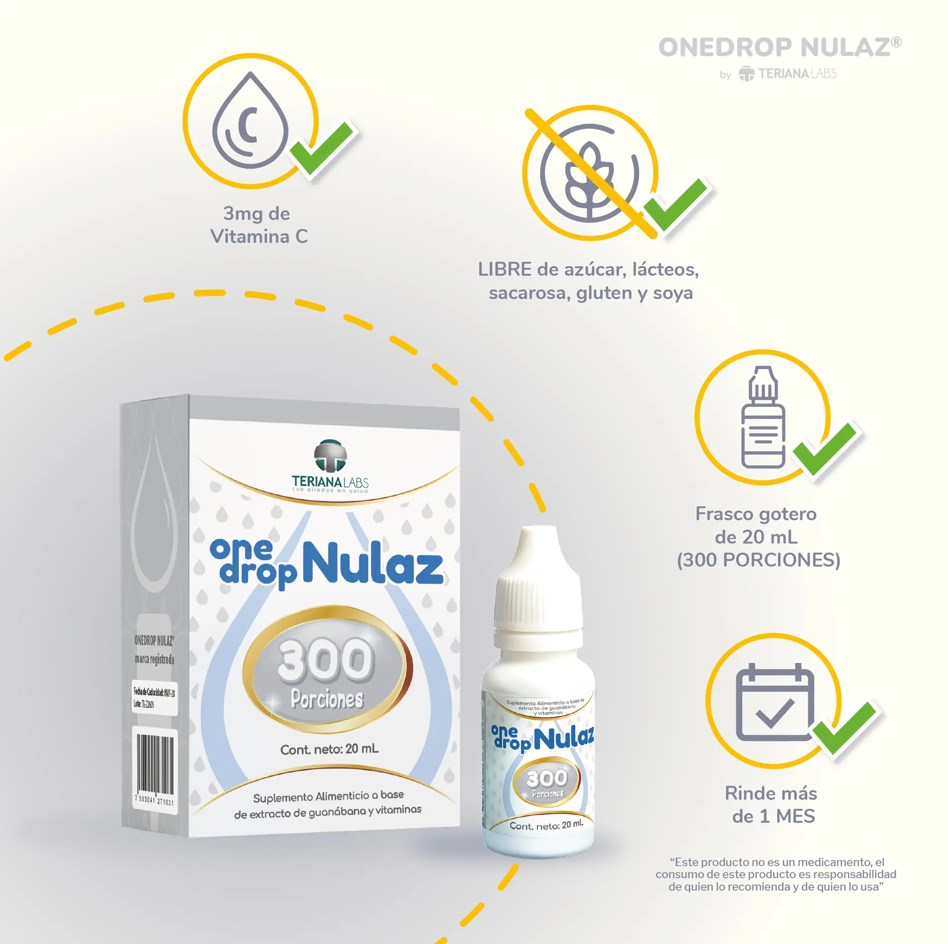 Suplemento ONEDROP NULAZ en gotas con Vitamina C y Enzima Lactasa 1000 ALU | Frasco con 20 mL - Imagen 6