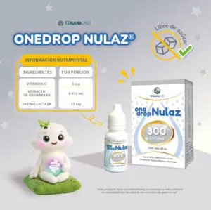 Suplemento ONEDROP NULAZ en gotas con Vitamina C y Enzima Lactasa 1000 ALU | Frasco con 20 mL